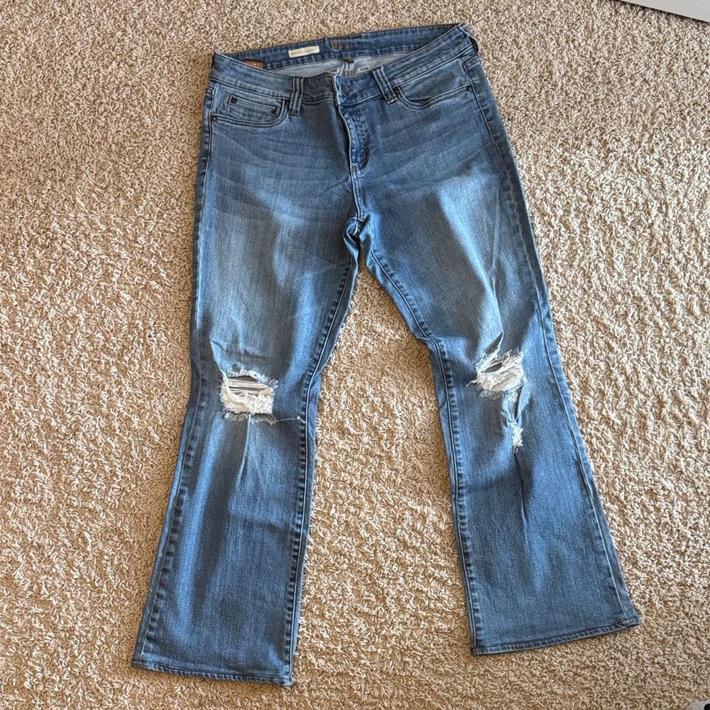 Kut from the Kloth Light Blue Distressed Flare Jeans
